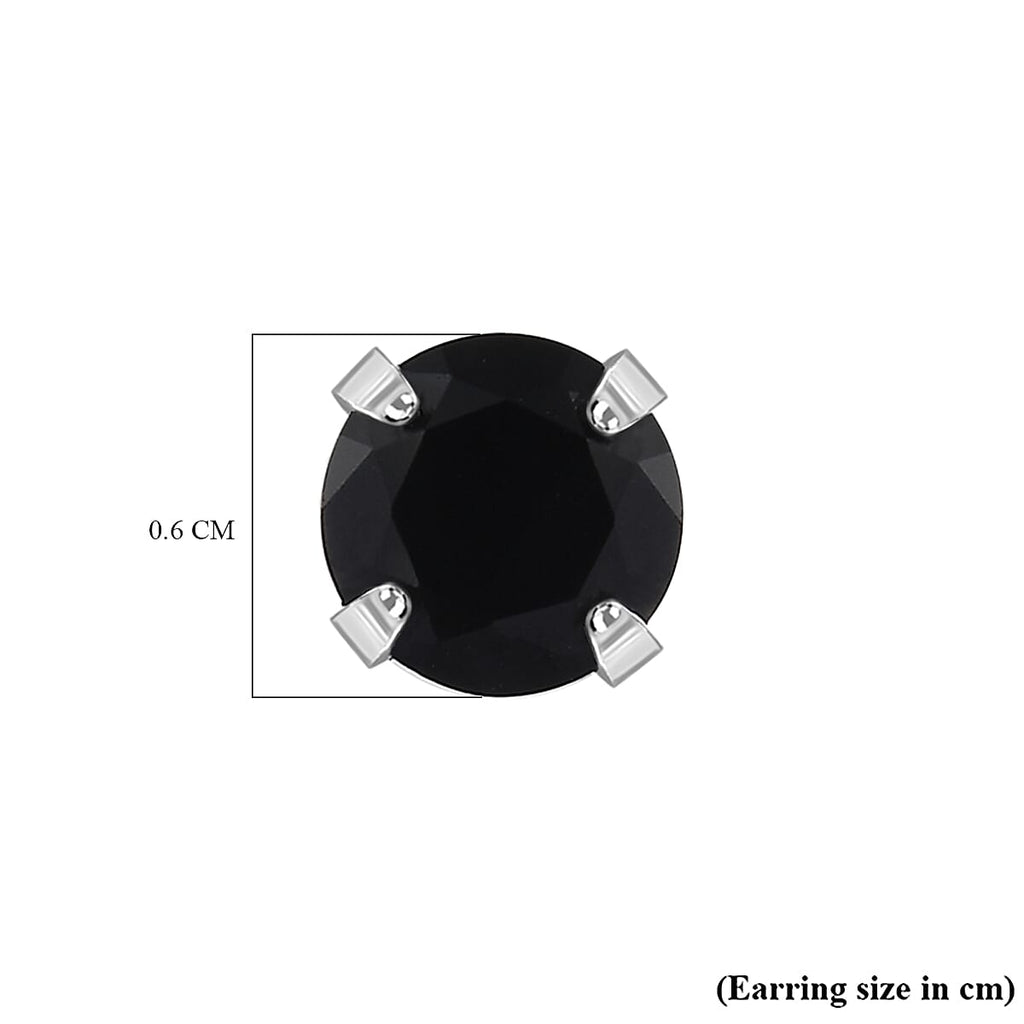 Black Spinel Solitaire Stud Earrings in Sterling Silver