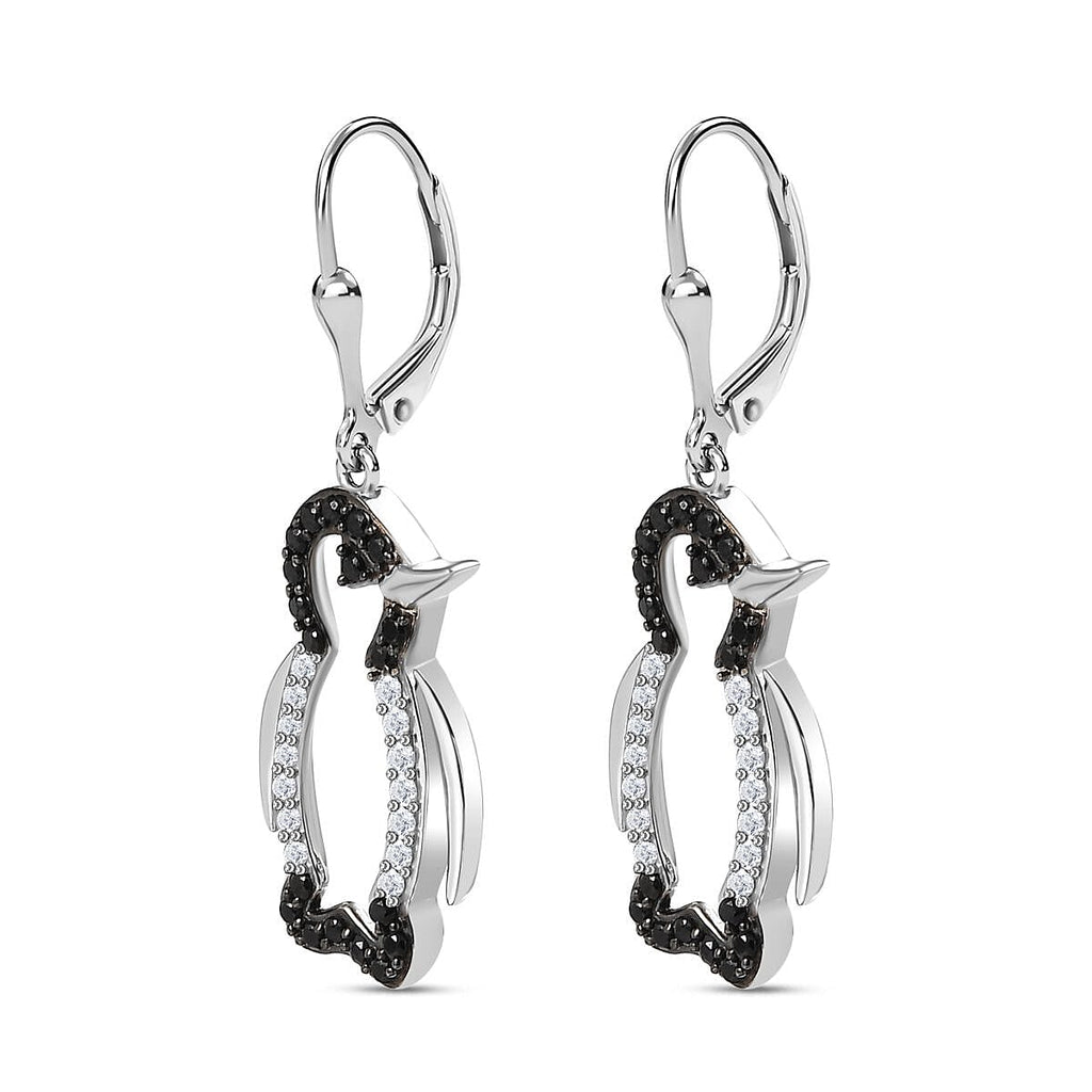 Black Spinel  Fancy Earring in rhodium Sterling Silver 1.75 ct  1.400  Ct.