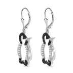 Black Spinel  Fancy Earring in rhodium Sterling Silver 1.75 ct  1.400  Ct.