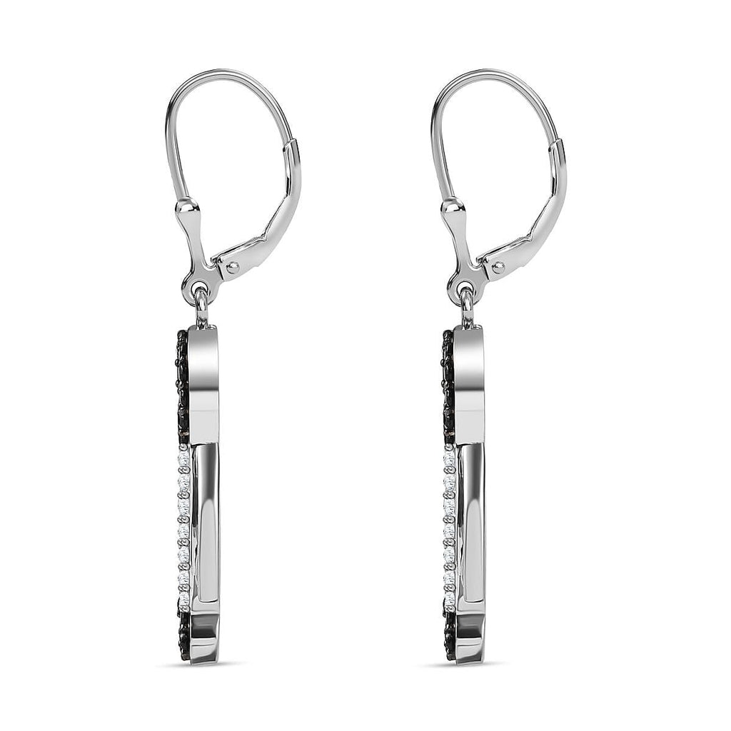 Black Spinel  Fancy Earring in rhodium Sterling Silver 1.75 ct  1.400  Ct.