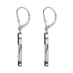 Black Spinel  Fancy Earring in rhodium Sterling Silver 1.75 ct  1.400  Ct.