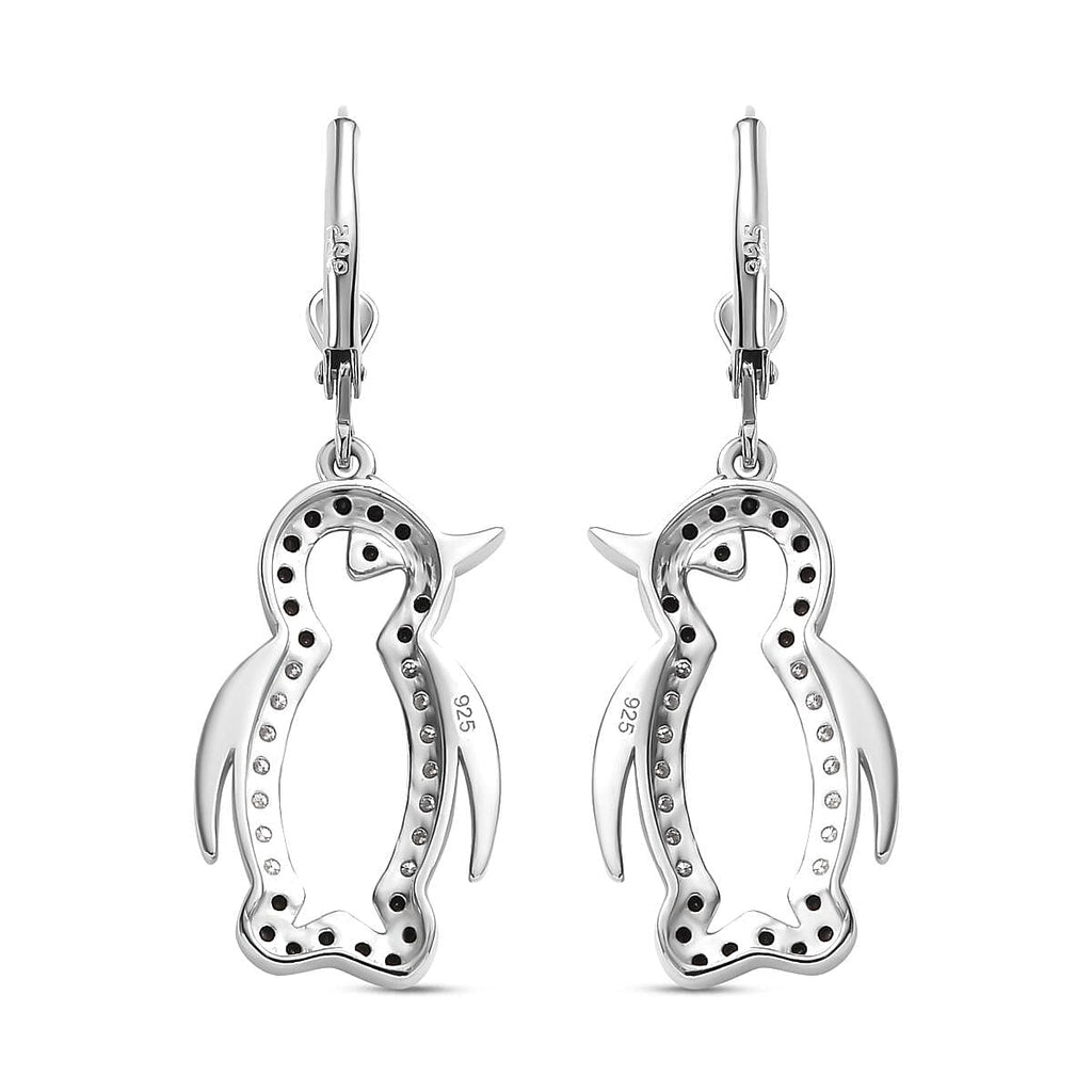 Black Spinel  Fancy Earring in rhodium Sterling Silver 1.75 ct  1.400  Ct.