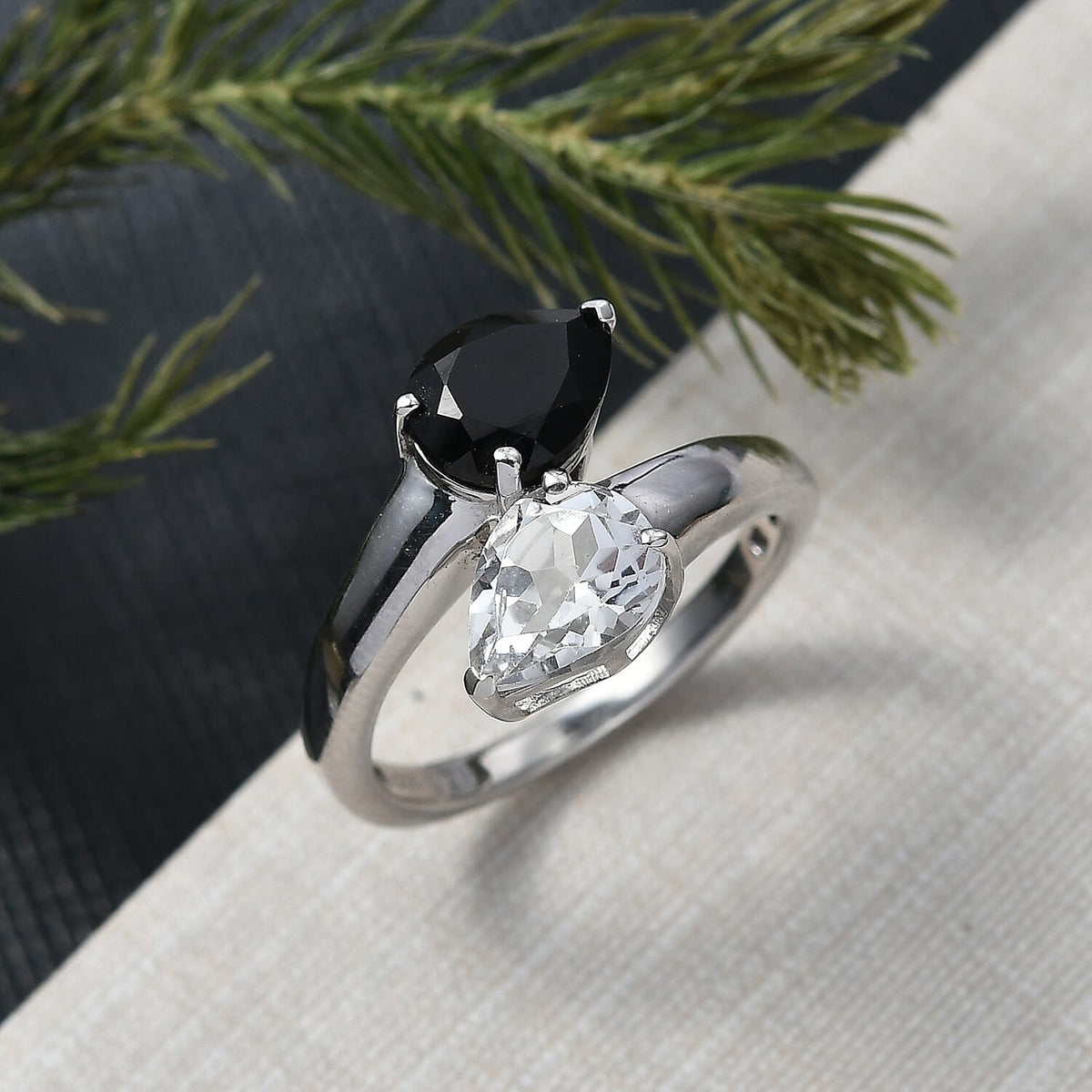 D'Joy Natural Thai Black Spinel Ring in Platinum Overlay Sterling Silver 2.75 Ct. 8271533 1