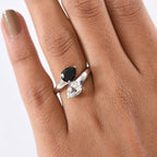 D'Joy Natural Thai Black Spinel Ring in Platinum Overlay Sterling Silver 2.75 Ct.