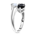D'Joy Natural Thai Black Spinel Ring in Platinum Overlay Sterling Silver 2.75 Ct.