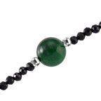 Green Jadeite and Natural Black Spinel Beads Necklace (Size - 18-2 Inch Ext) 60.00 Ct.