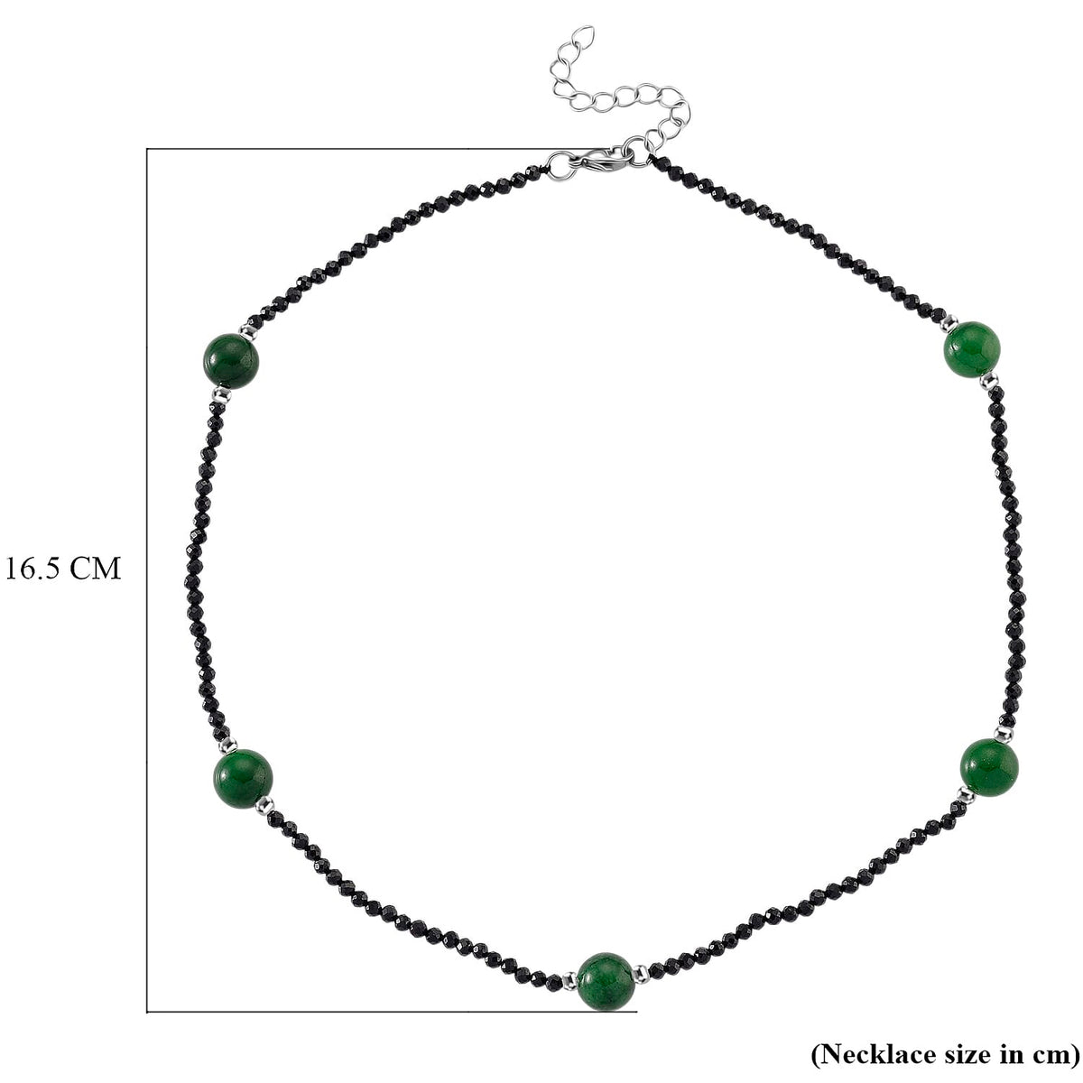 Green Jadeite and Natural Black Spinel Beads Necklace (Size - 18+2 Inch Ext) 60.00 Ct. V32532980 7