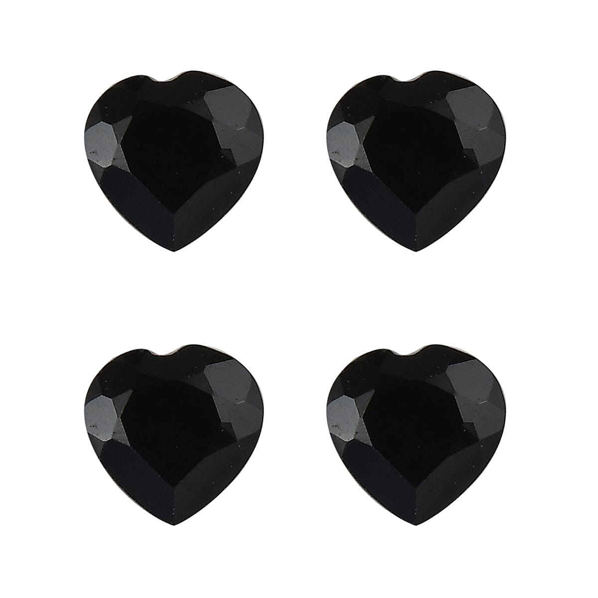 Set of 4 Black Spinel Loose Gemstones in Heart Shape (4mm) 7778368 0