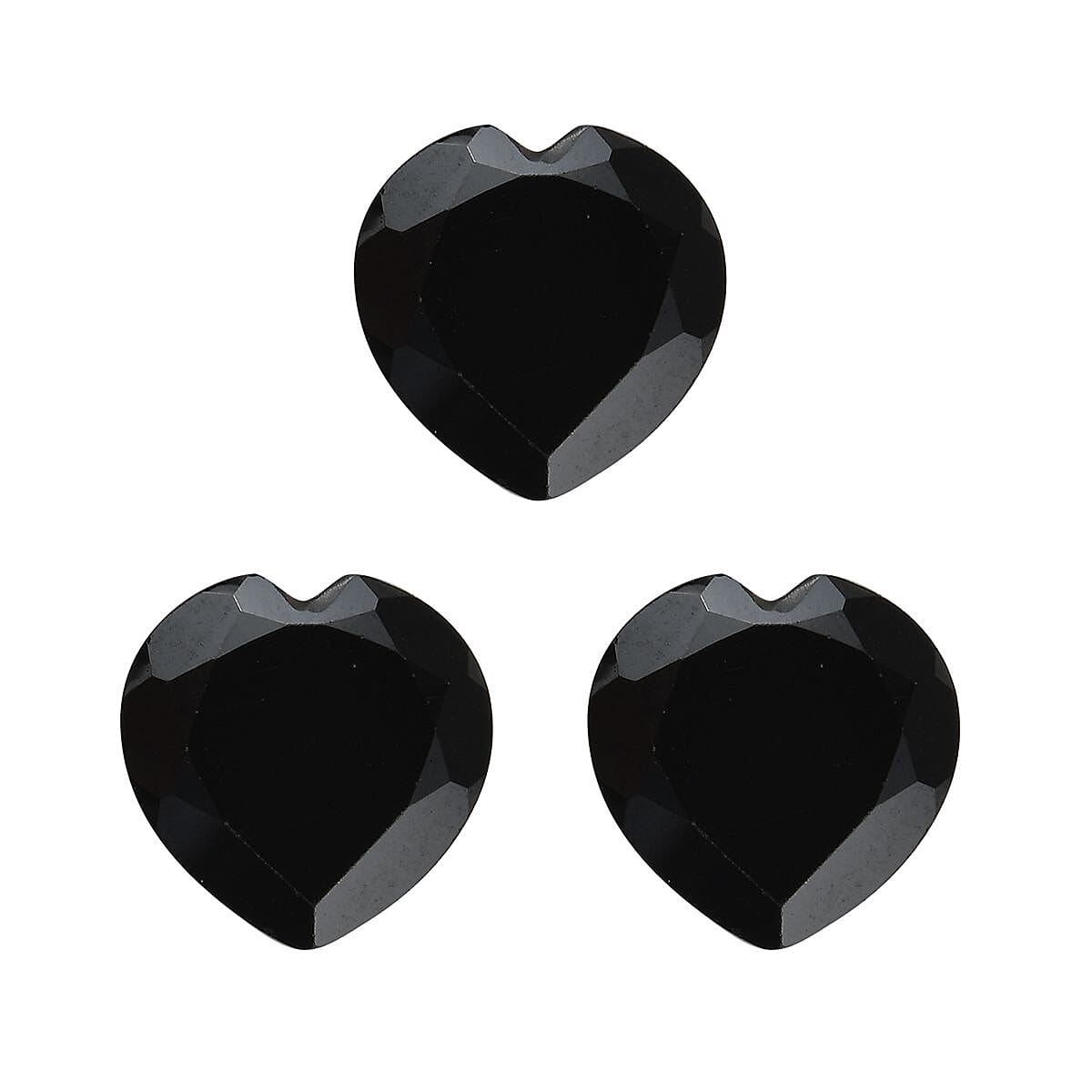Set of 3 Black Spinel Loose Gemstones in Heart Shape (7mm) 7778949 0