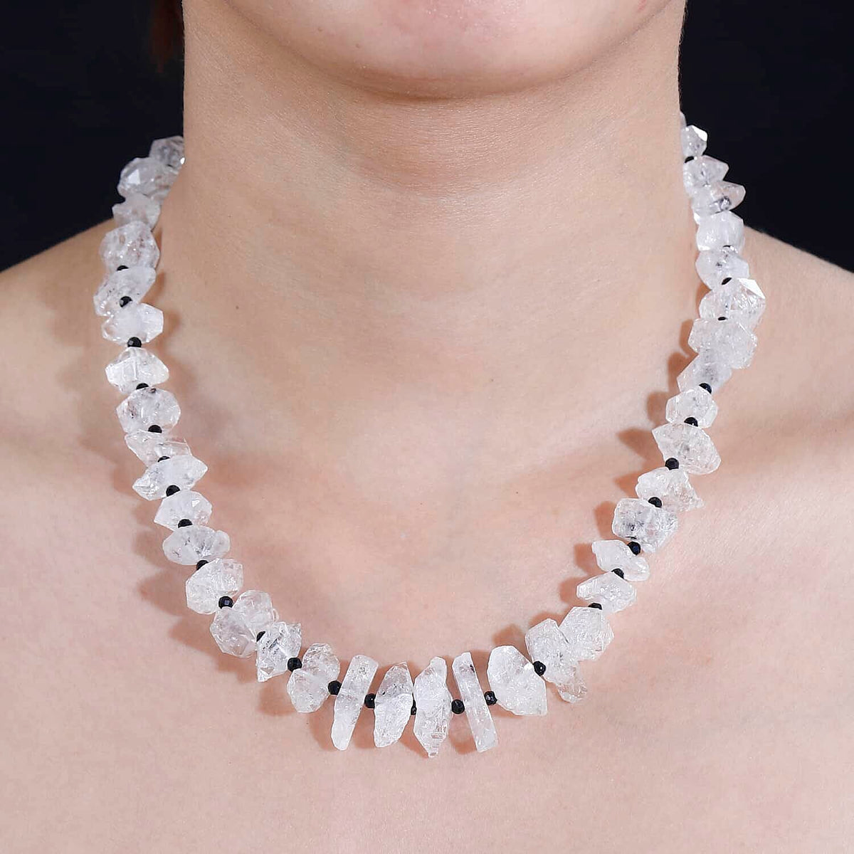 Black Spinel ,  Herkimer Diamond Quartz  Necklace (Size - 18) in Vermeil YG Sterling Silver 353.50 ct  5.650  Ct. 7802940 2