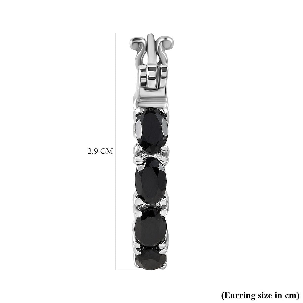 Black Spinel  J Hoop Half Hoop Earring 8.764 Ct.