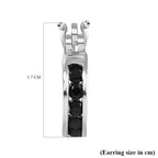 Boi Ploi Black Spinel Hoop Earrings with Clasp in Platinum Overlay Sterling Silver 0.95 Ct.