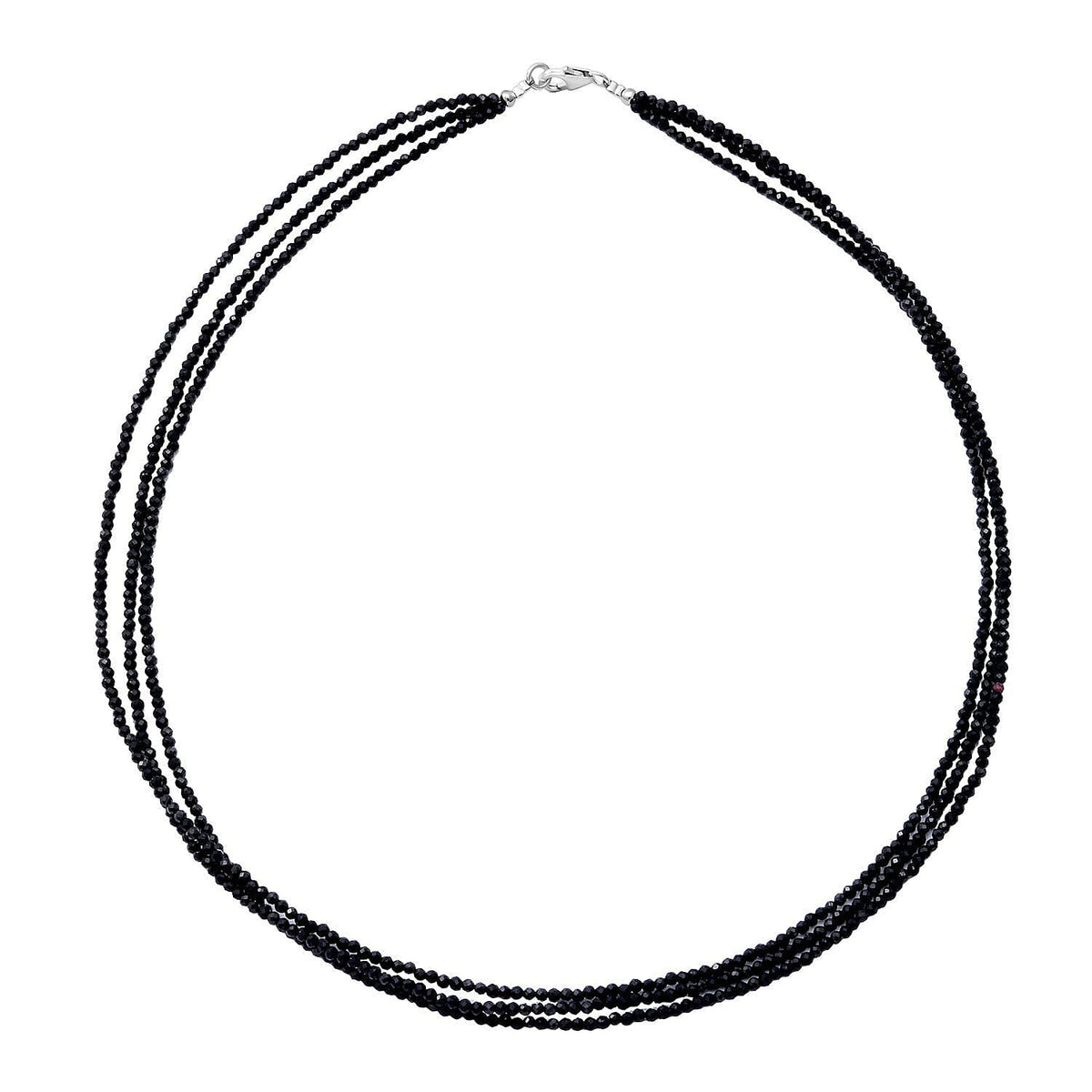 Natural Black Spinel Diamond-Cut Necklace (Size - 20) in Sterling Silver 55.00 Ct. 7977049 0