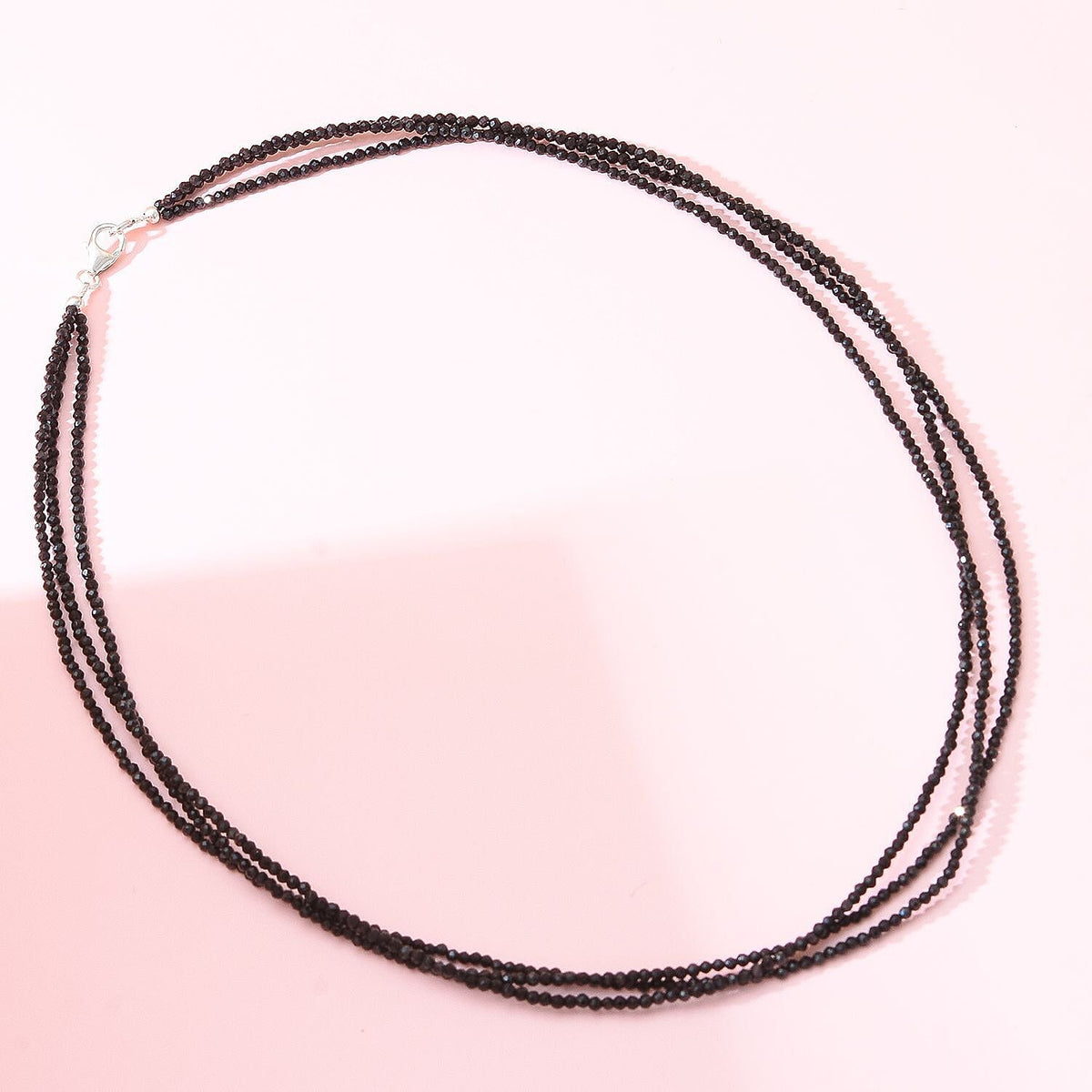 Natural Black Spinel Diamond-Cut Necklace (Size - 20) in Sterling Silver 55.00 Ct. 7977049 1