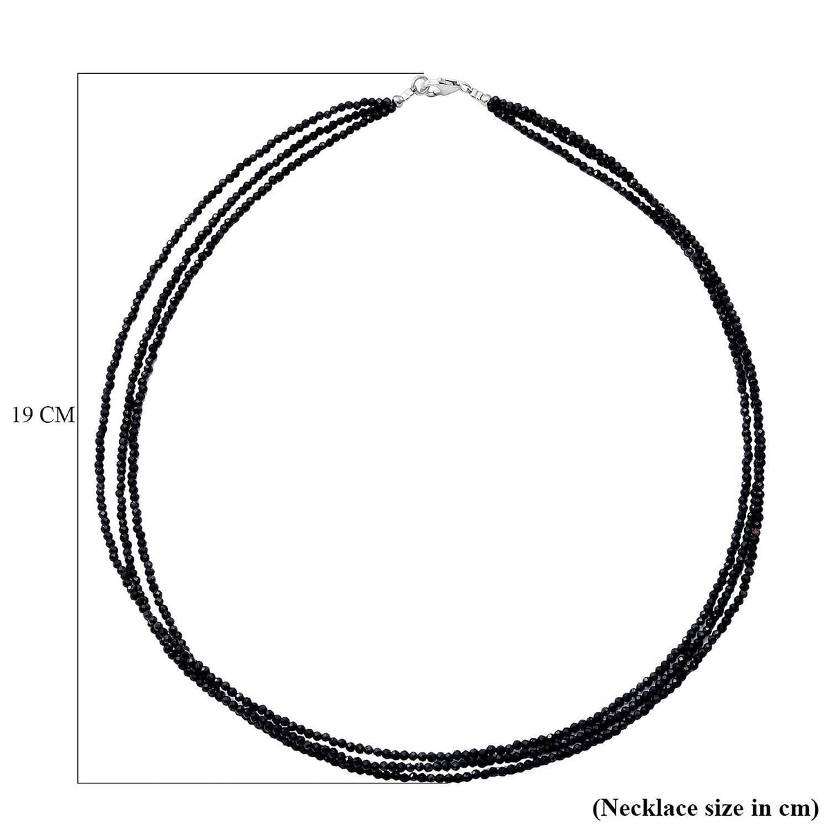 Natural Black Spinel Diamond-Cut Necklace (Size - 20) in Sterling Silver 55.00 Ct. 7977049 4