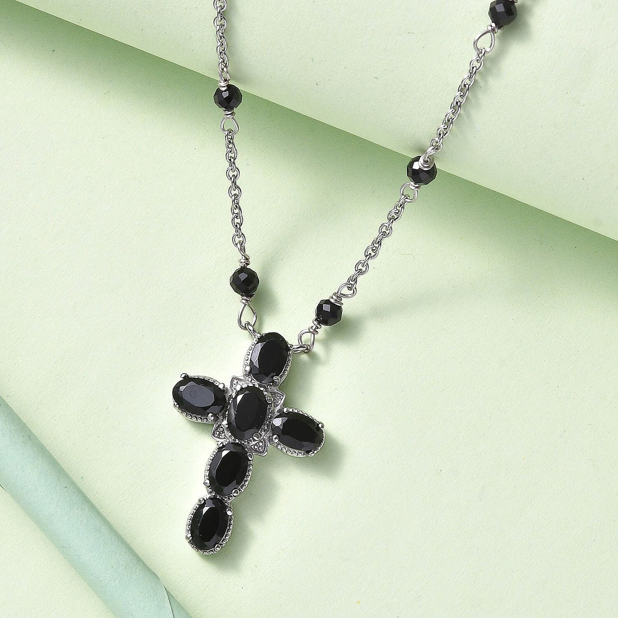 Black Spinel Necklace (Size - 20) in Silver Tone 7.46 Ct. 7978536 3