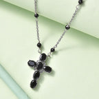 Black Spinel Necklace (Size - 20) in Silver Tone 7.46 Ct.