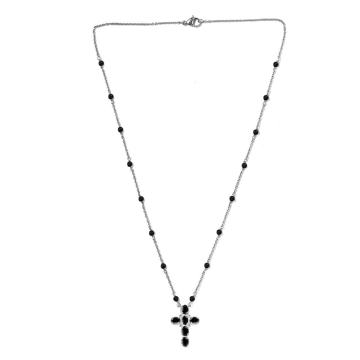 Black Spinel Necklace (Size - 20) in Silver Tone 7.46 Ct. 7978536 4