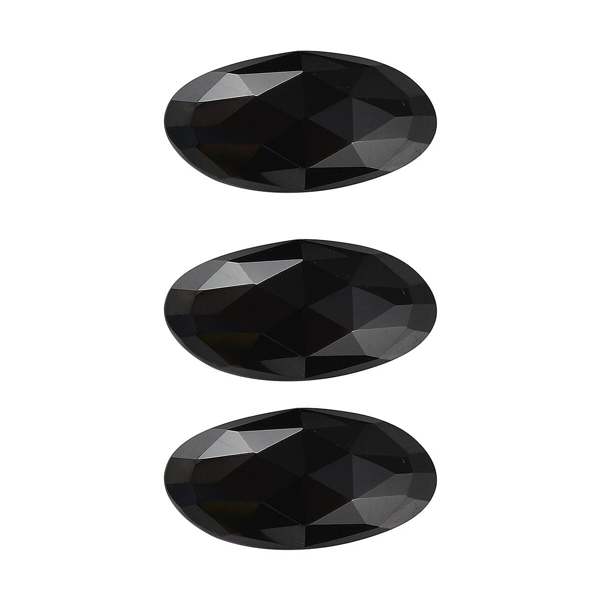 Set of 3 Black Spinel Loose Gemstones in Oval Shape (14x7mm) 7778377 0