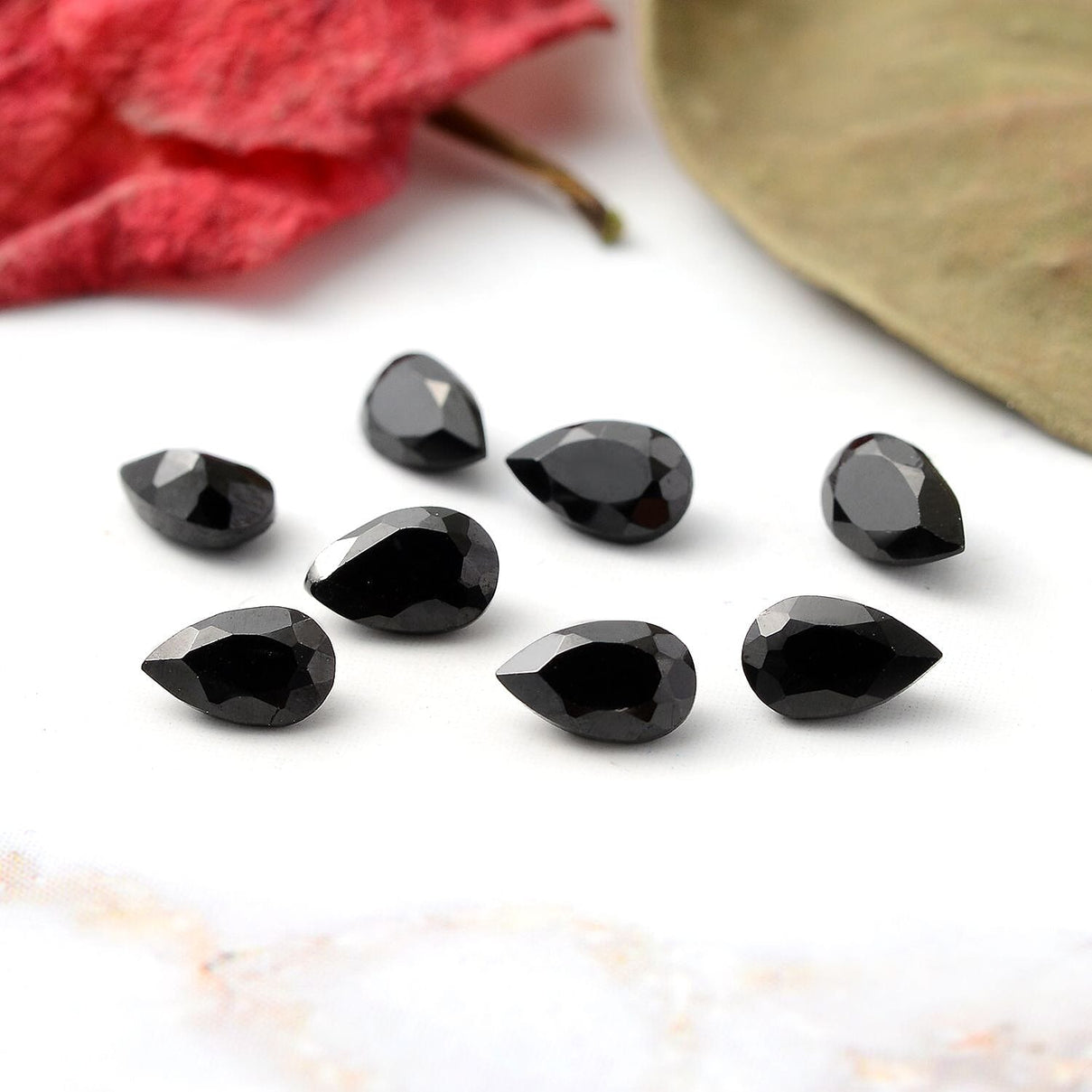 Set of 8 Black Spinel Loose Gemstones in Pear Shape (5x3mm) 7778953 1