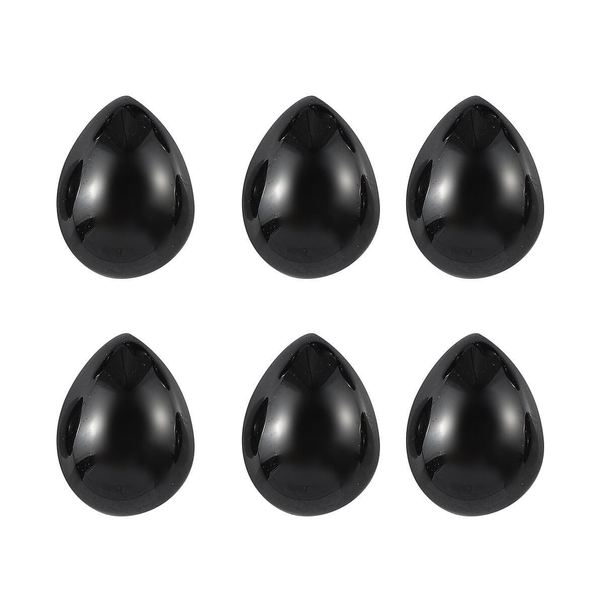 Set of 6 Black Spinel Loose Gemstones in Pear Shape (8x6mm) 7778382 0