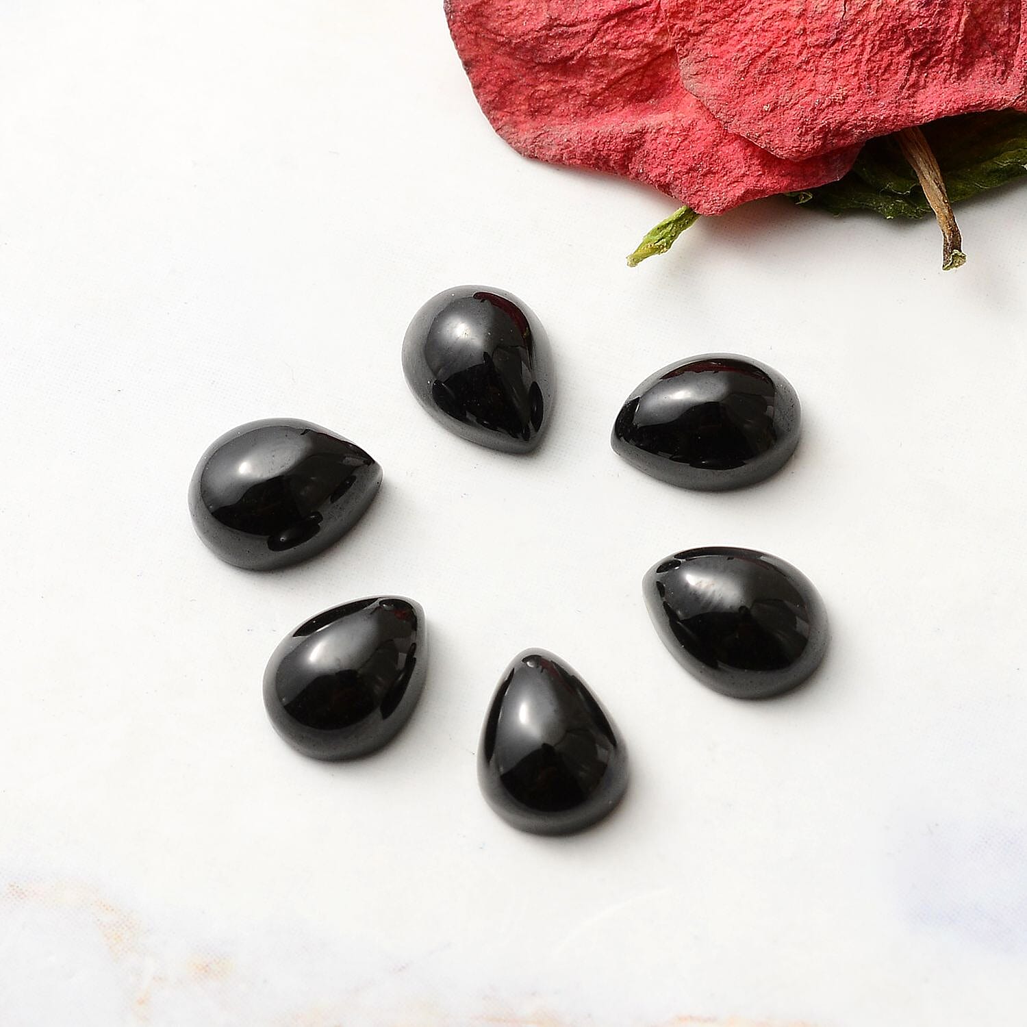 Set of 6 Black Spinel Loose Gemstones in Pear Shape (8x6mm) 7778382 1