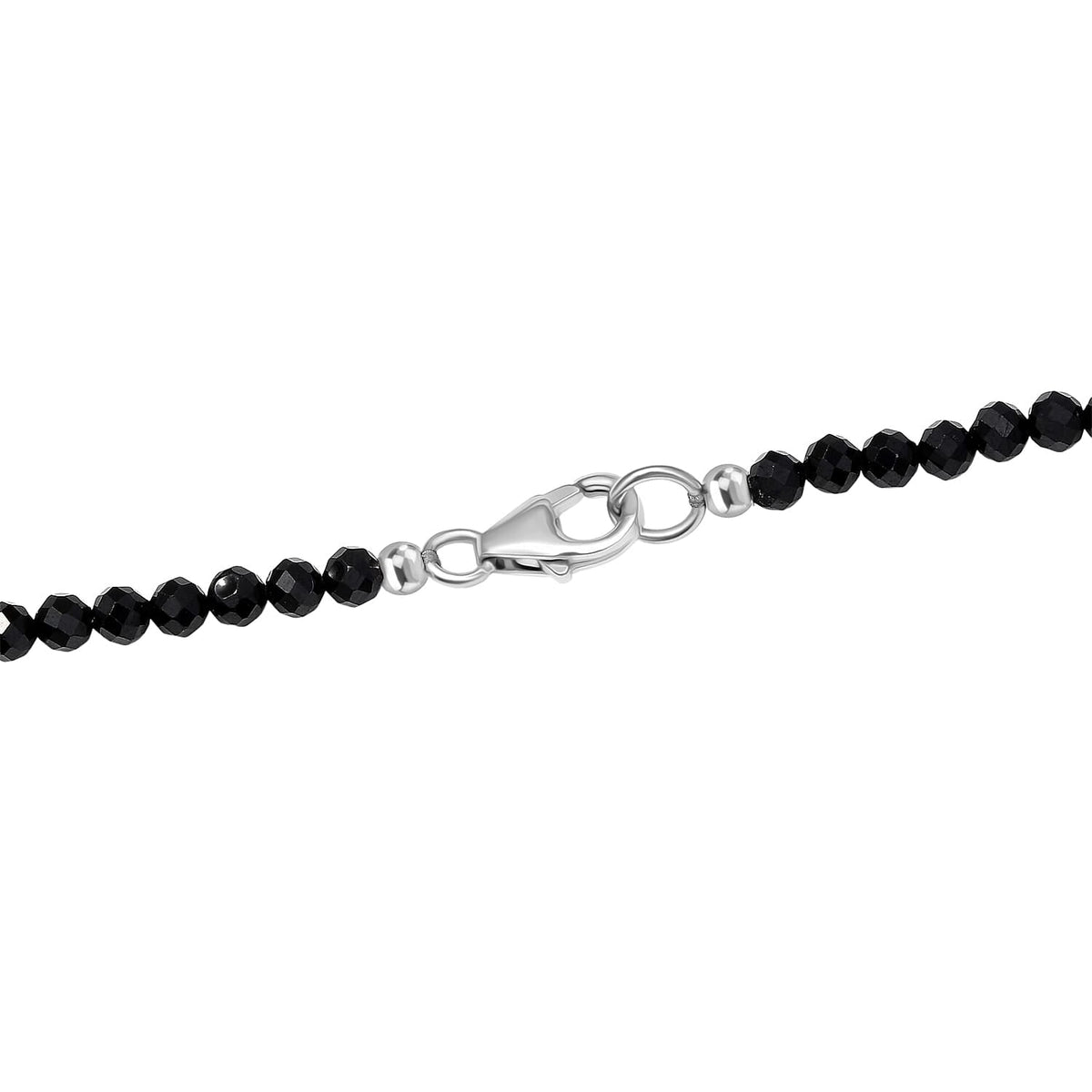 D'Joy Natural Thai Black Spinel Pendant with Beads Chain (Size 20) in Platinum Overlay Sterling Silver 96.35 Ct, Silver Wt. 9.25 Gms. 4427334 4