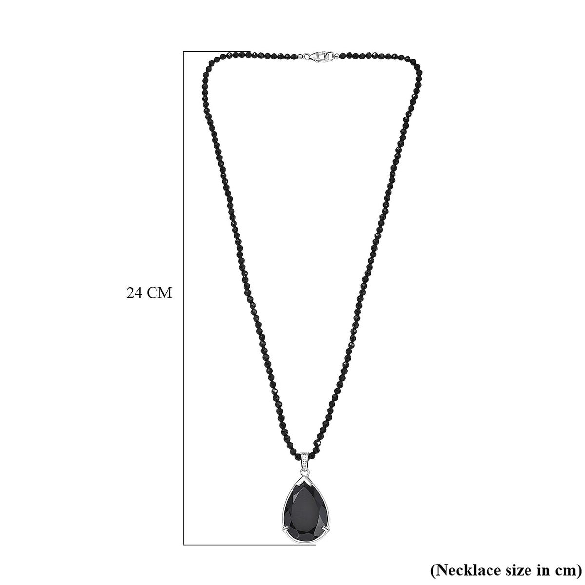 D'Joy Natural Thai Black Spinel Pendant with Beads Chain (Size 20) in Platinum Overlay Sterling Silver 96.35 Ct, Silver Wt. 9.25 Gms. 4427334 5