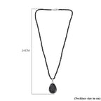 D'Joy Natural Thai Black Spinel Pendant with Beads Chain (Size 20) in Platinum Overlay Sterling Silver 96.35 Ct, Silver Wt. 9.25 Gms.