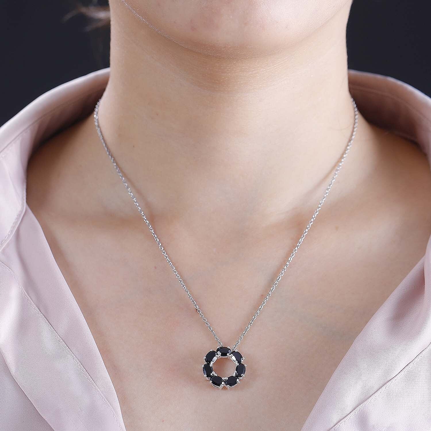 Black Spinel Pendant in Sterling Silver with Stainless Steel Chain (Size 20) 3.15 ct. 4299163 2