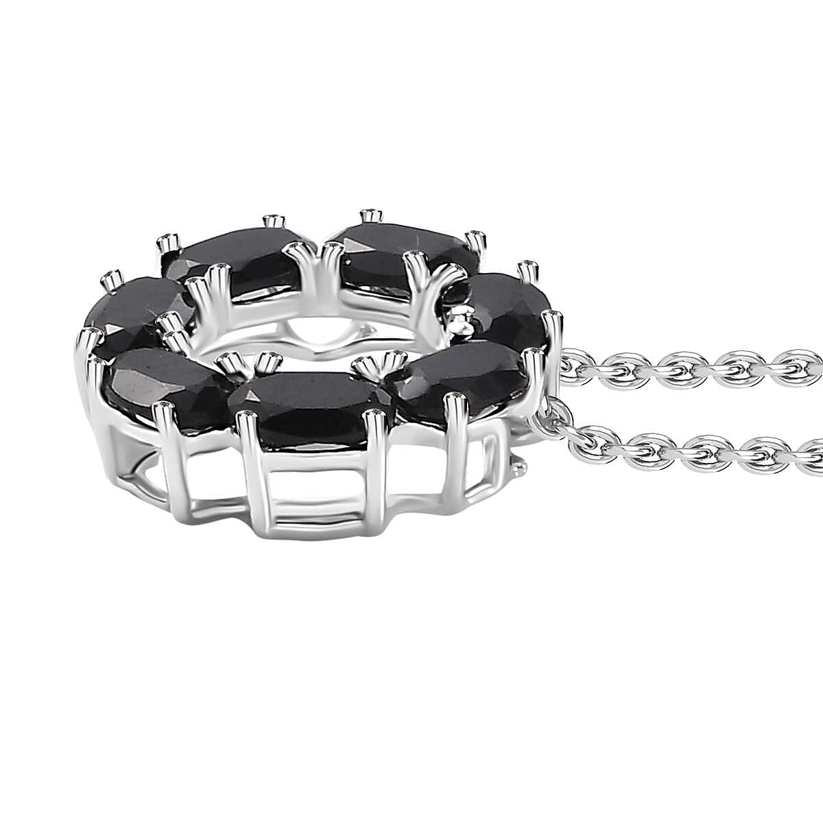 Black Spinel Pendant in Sterling Silver with Stainless Steel Chain (Size 20) 3.15 ct. 4299163 3