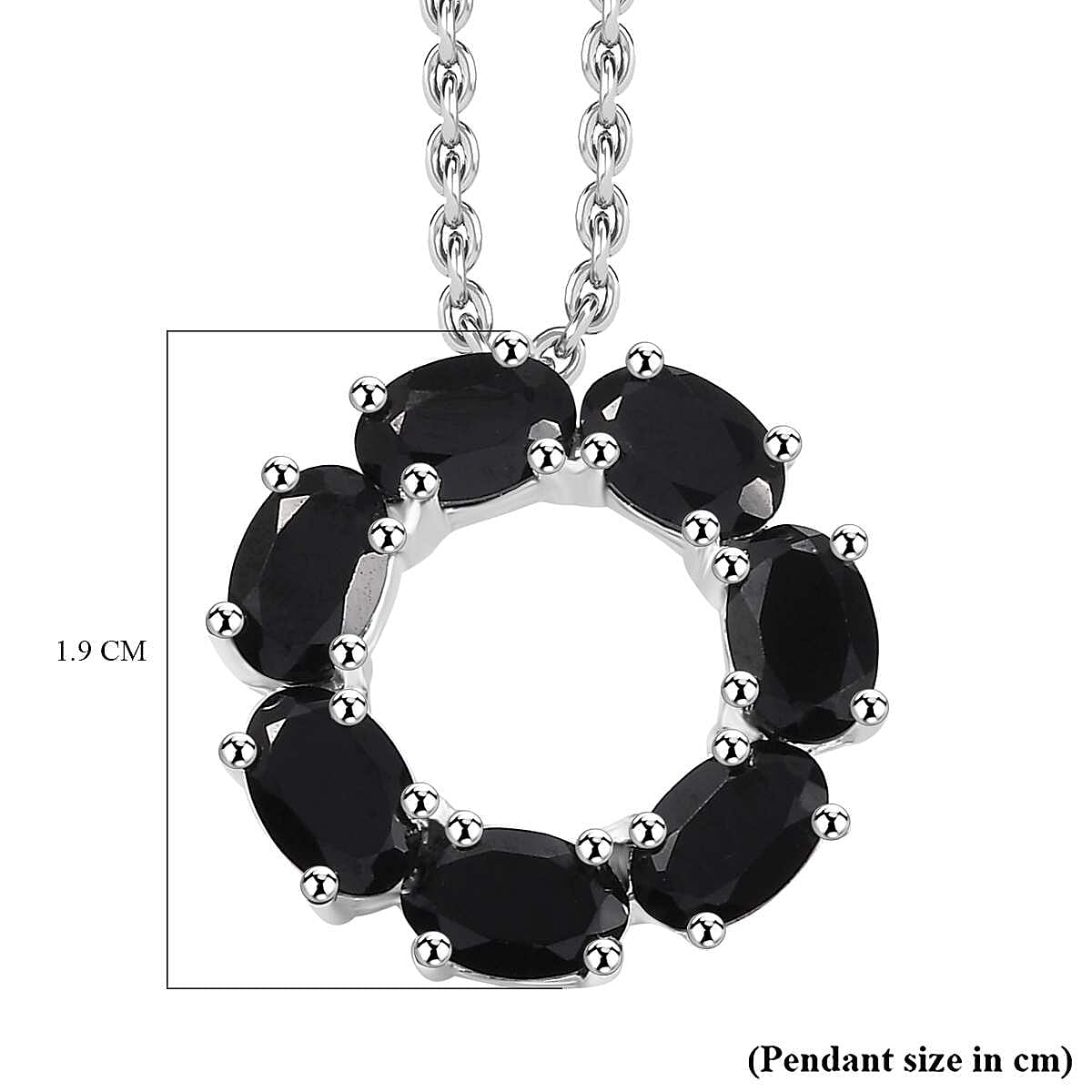 Black Spinel Pendant in Sterling Silver with Stainless Steel Chain (Size 20) 3.15 ct. 4299163 6