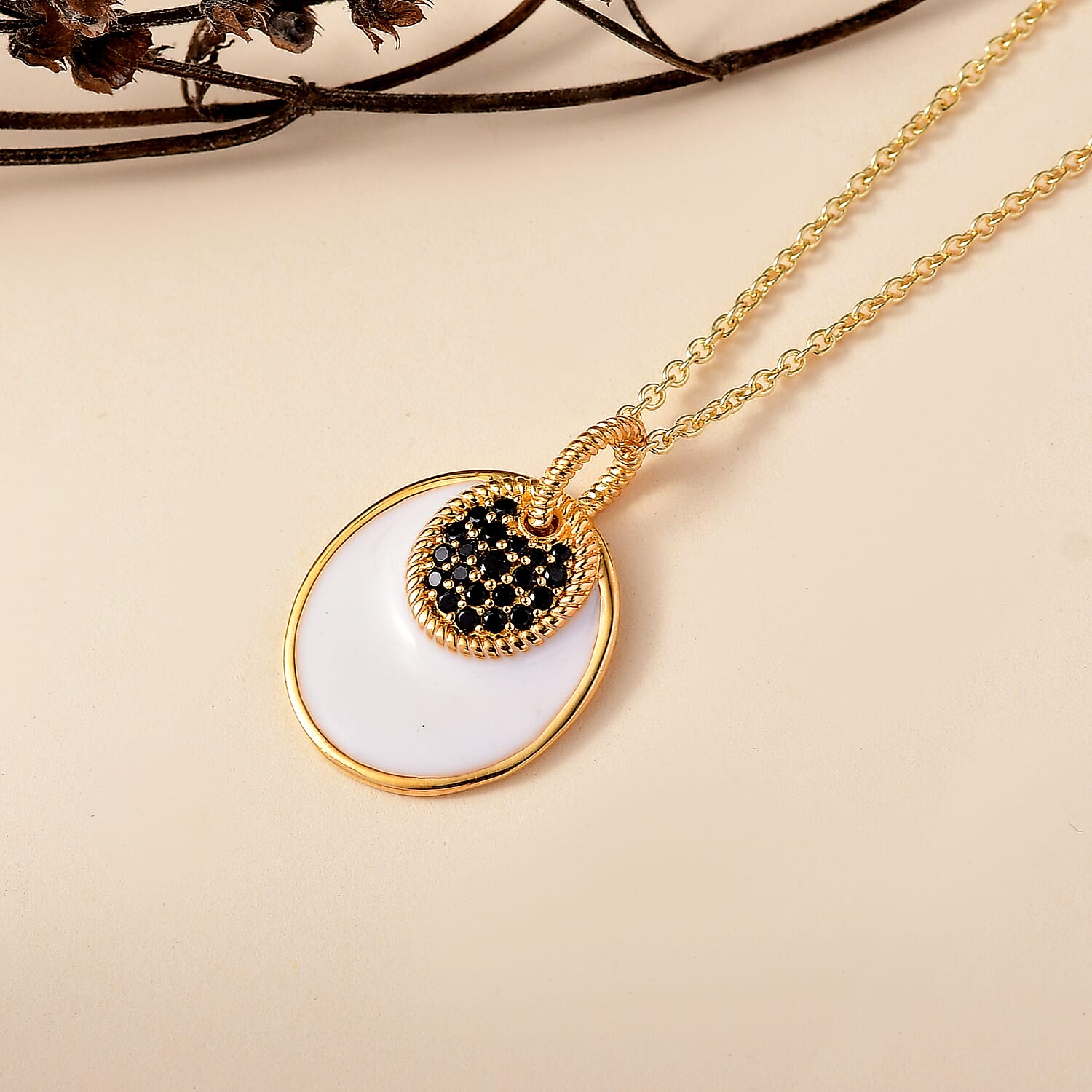 Black Spinel Pendant with Chain (Size 20) Stainless Steel  0.80ct  0.840  Ct. 4408748 2