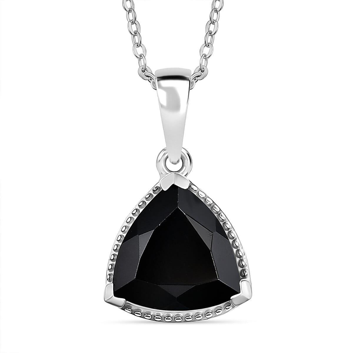 Black Spinel Pendant with Chain (Size 20) in Platinum Overlay Sterling Silver 2.98 Ct. 4423153 0
