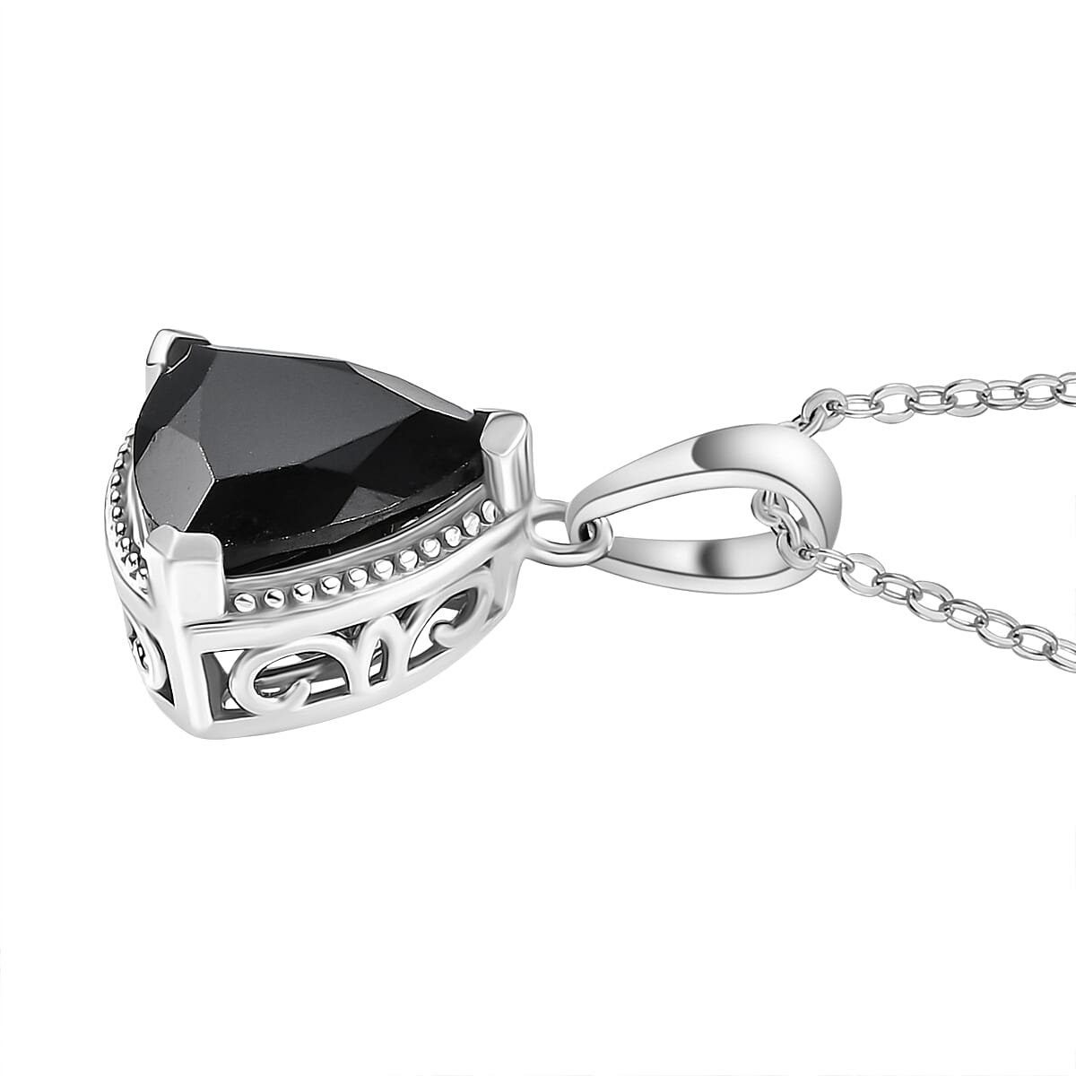 Black Spinel Pendant with Chain (Size 20) in Platinum Overlay Sterling Silver 2.98 Ct. 4423153 3