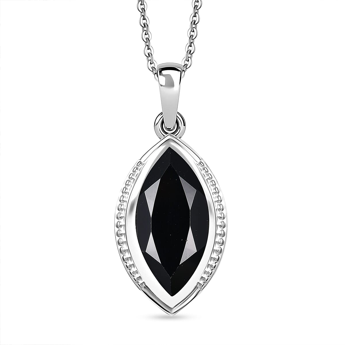D'Joy Natural Thai Black Spinel Pendant with Chain (Size 20) in Platinum Overlay Sterling Silver 6.71 Ct. 4423155 0