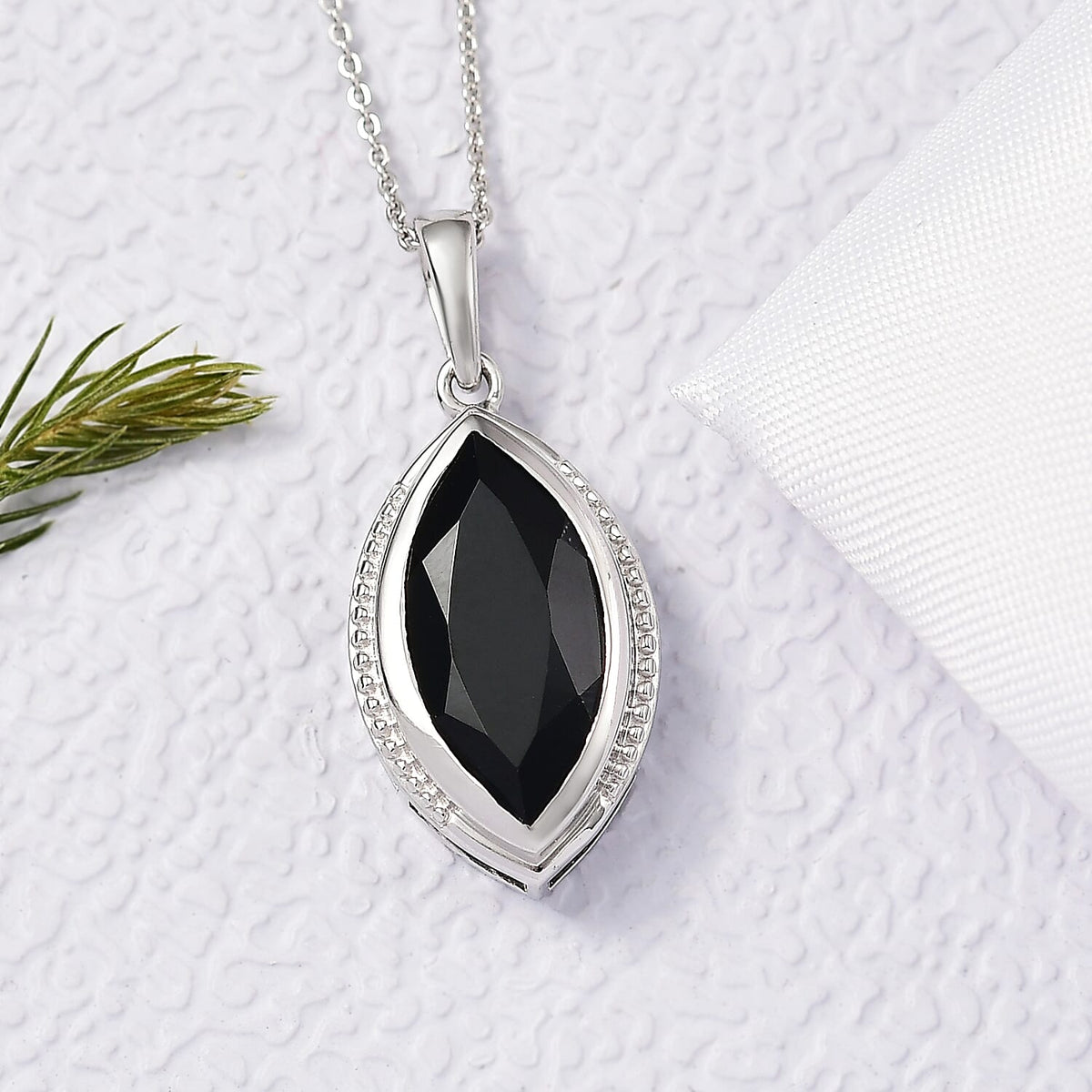 D'Joy Natural Thai Black Spinel Pendant with Chain (Size 20) in Platinum Overlay Sterling Silver 6.71 Ct. 4423155 3