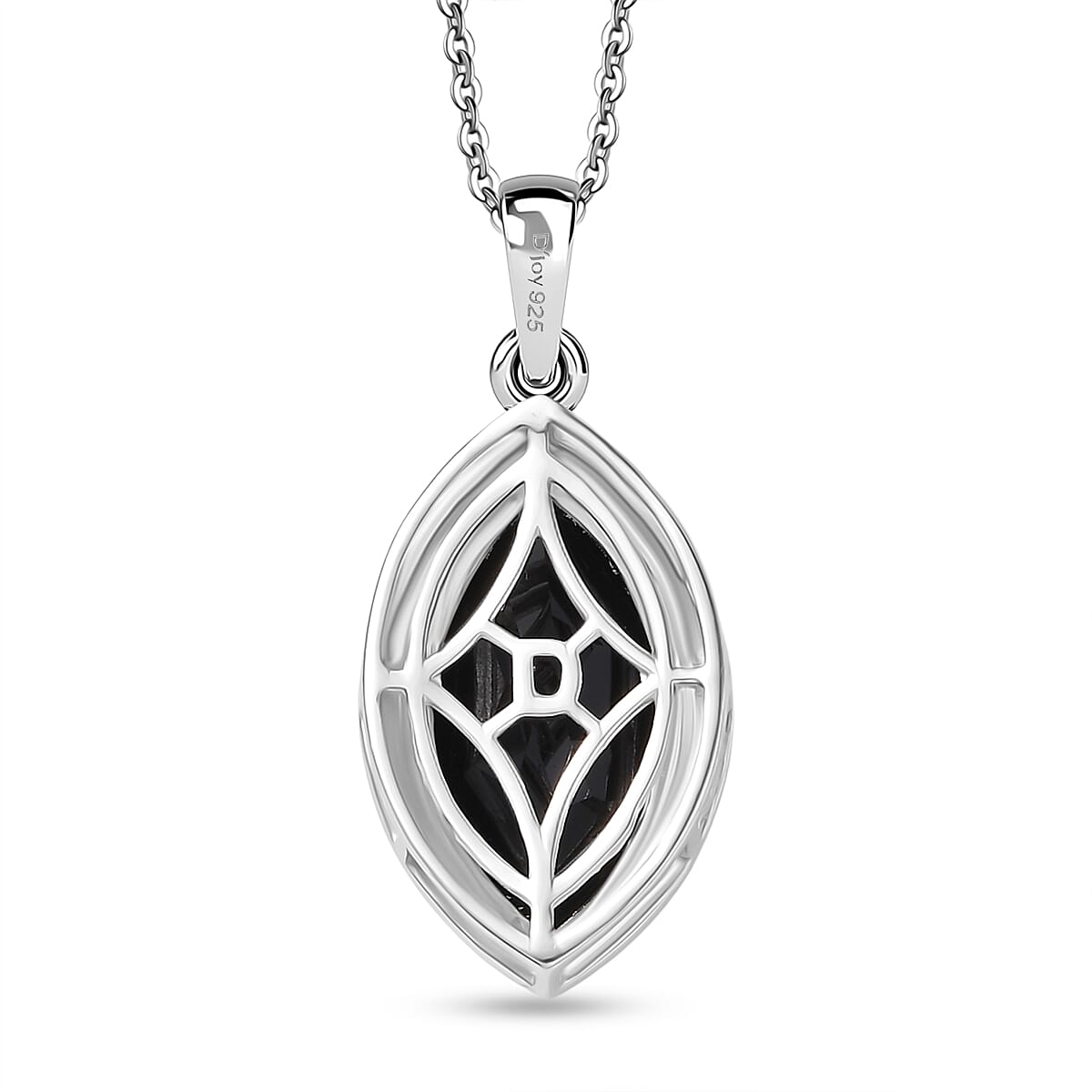 D'Joy Natural Thai Black Spinel Pendant with Chain (Size 20) in Platinum Overlay Sterling Silver 6.71 Ct. 4423155 5