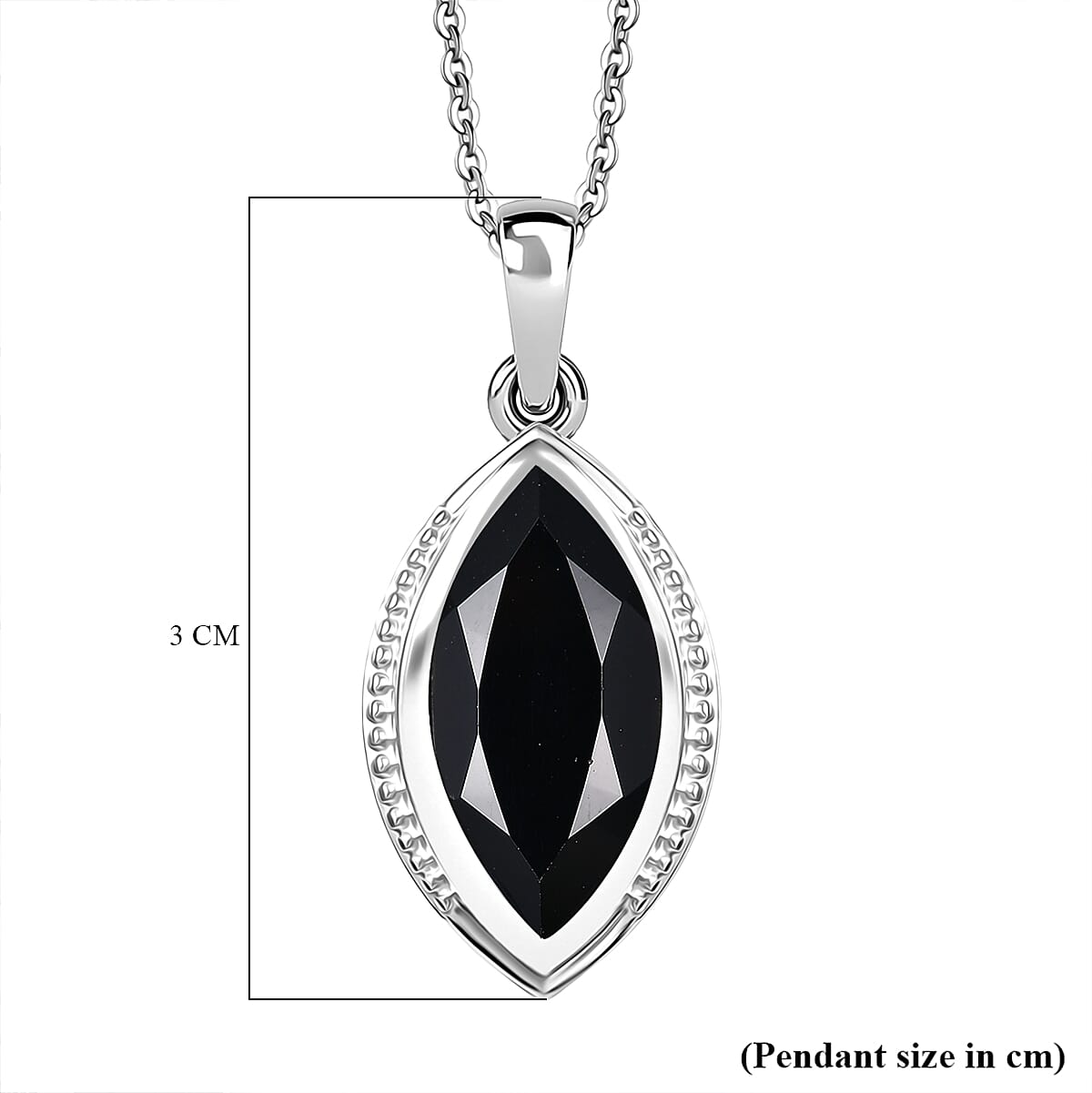 D'Joy Natural Thai Black Spinel Pendant with Chain (Size 20) in Platinum Overlay Sterling Silver 6.71 Ct. 4423155 6