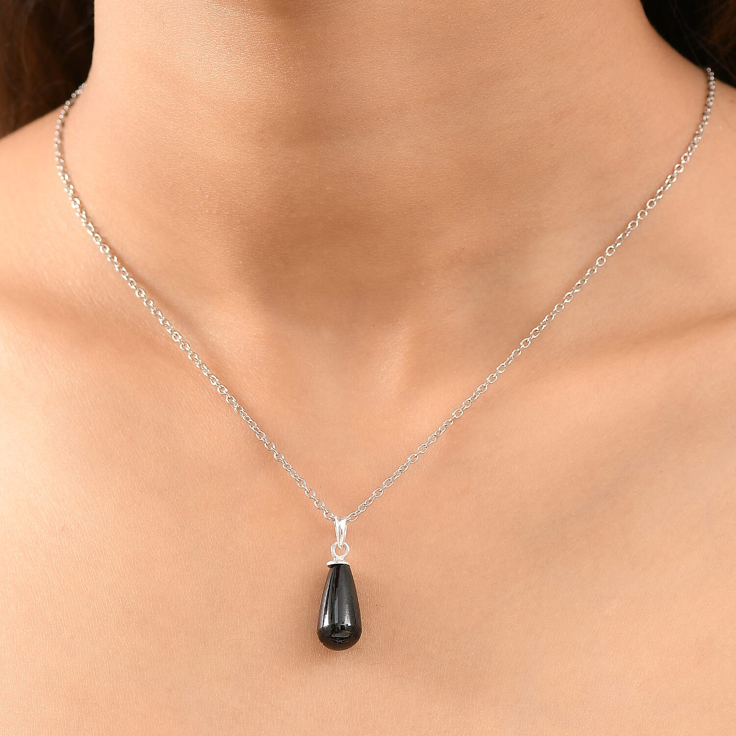 Black Spinel Pendant with Chain (Size 20) in Starling Silver 9.70 Ct. 4374290 2