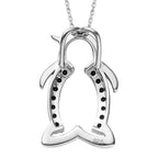 Black Spinel Pendant with Chain (Size 20) in rhodium Sterling Silver  Wt. 5 Gms  0.350  Ct.