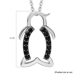 Black Spinel Pendant with Chain (Size 20) in rhodium Sterling Silver  Wt. 5 Gms  0.350  Ct.