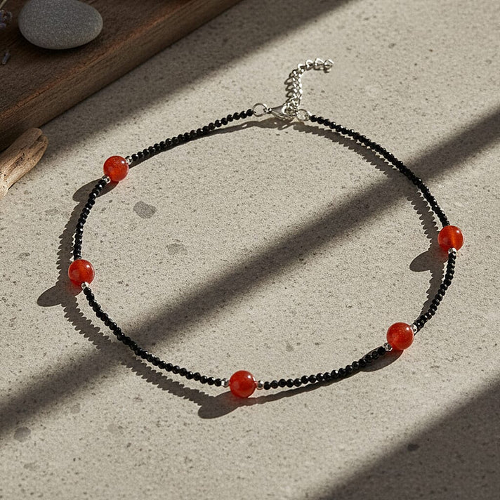 Red Jadeite and Natural Black Spinel Beads Necklace (Size - 18+2 Inch Ext) 60.00 Ct. 8379404 2