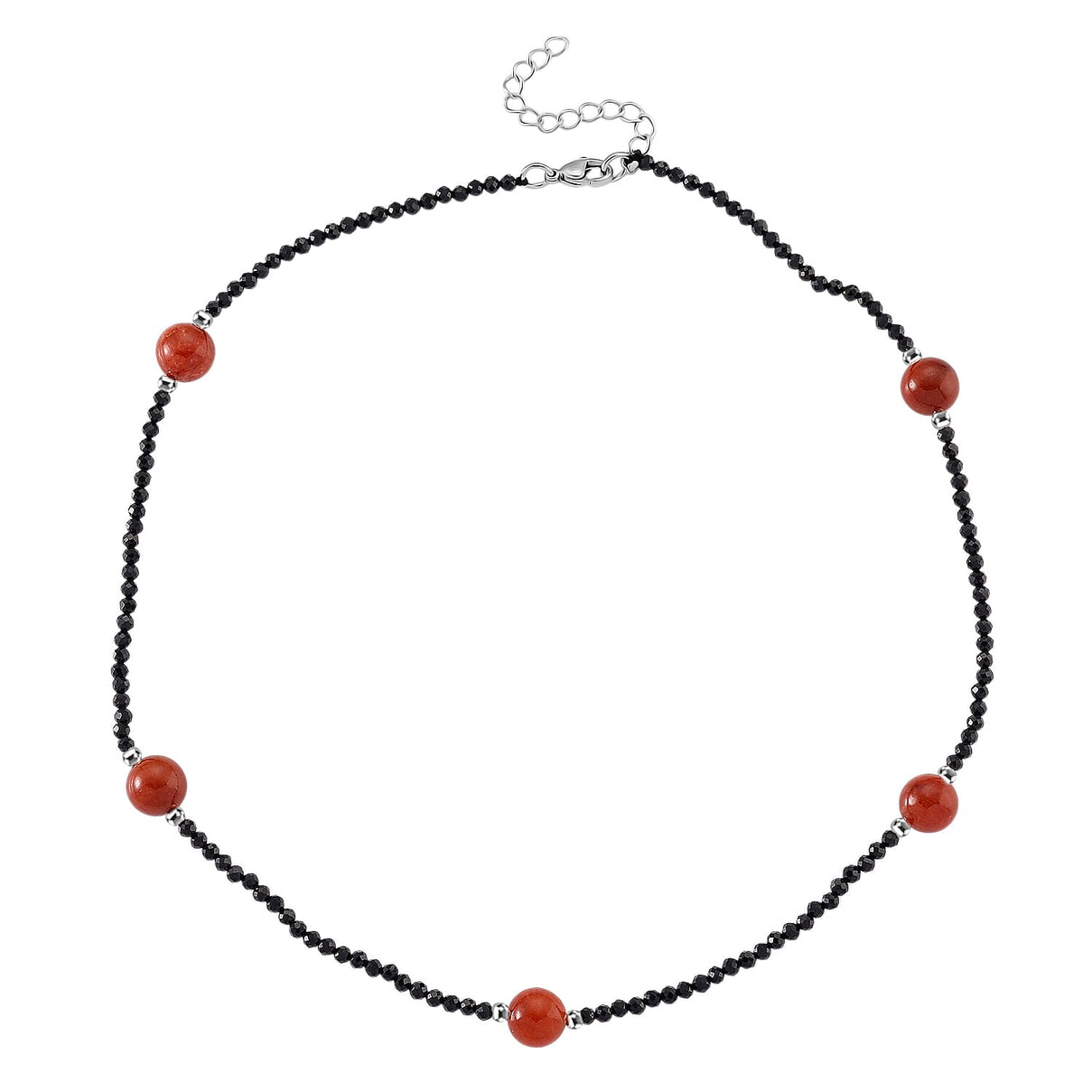 Red Jadeite and Natural Black Spinel Beads Necklace (Size - 18+2 Inch Ext) 60.00 Ct. 8379404 4