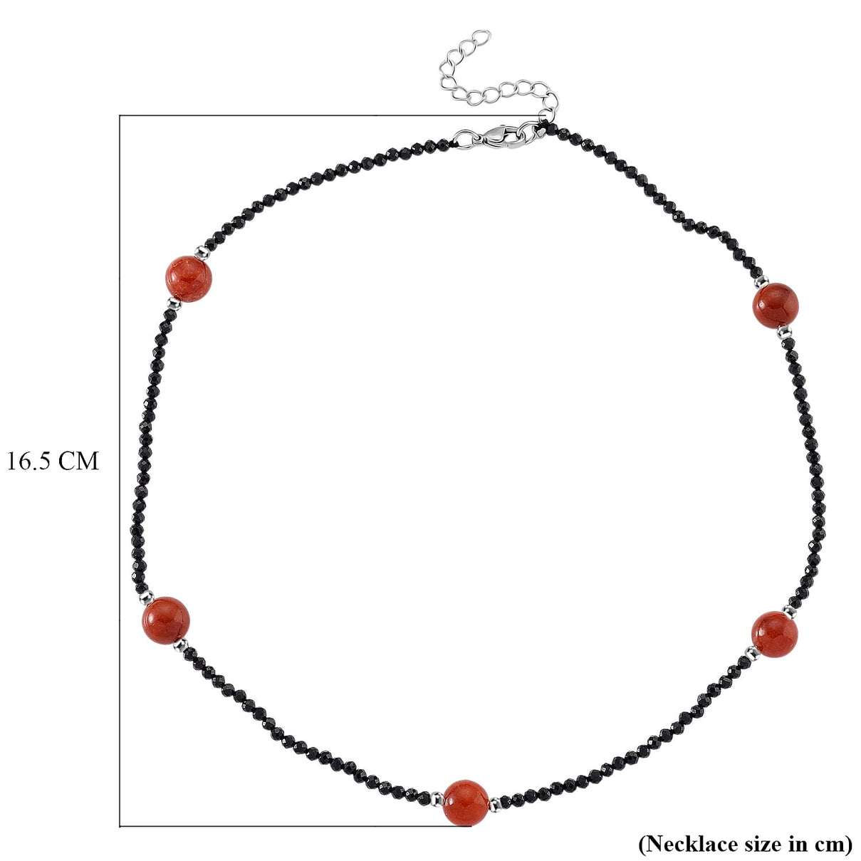 Red Jadeite and Natural Black Spinel Beads Necklace (Size - 18+2 Inch Ext) 60.00 Ct. 8379404 7