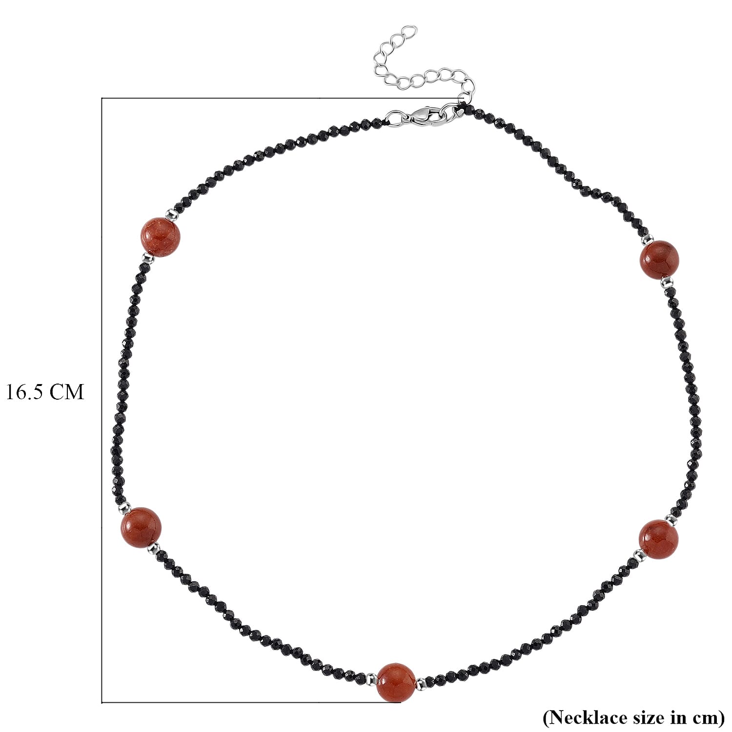 Red Jadeite and Natural Black Spinel Beads Necklace (Size - 18+2 Inch Ext) 60.00 Ct. 8379404 7
