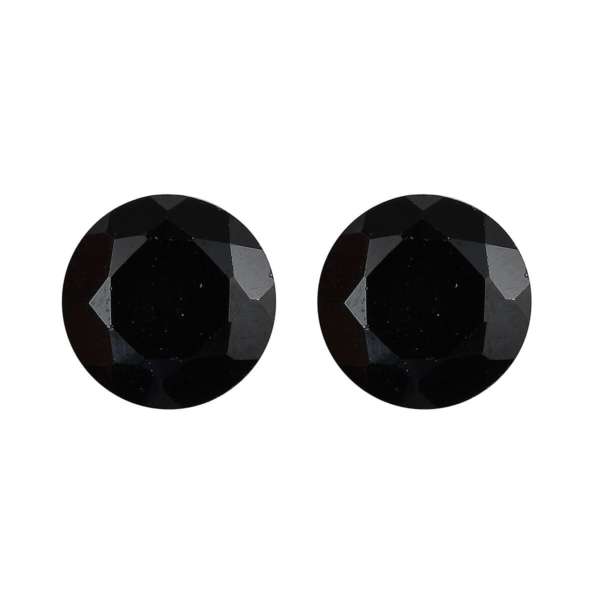 Set of 2 Black Spinel Loose Gemstones in Round Shape (7mm) 7778383 0