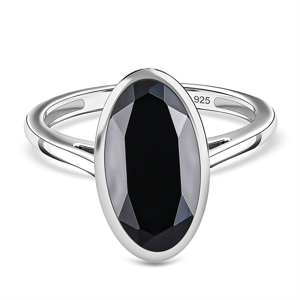4.29 Ct. Black Spinel Solitaire Ring in Platinum Overlay Sterling Silver 8109912 0