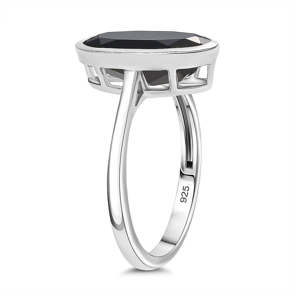 4.29 Ct. Black Spinel Solitaire Ring in Platinum Overlay Sterling Silver 8109912 6