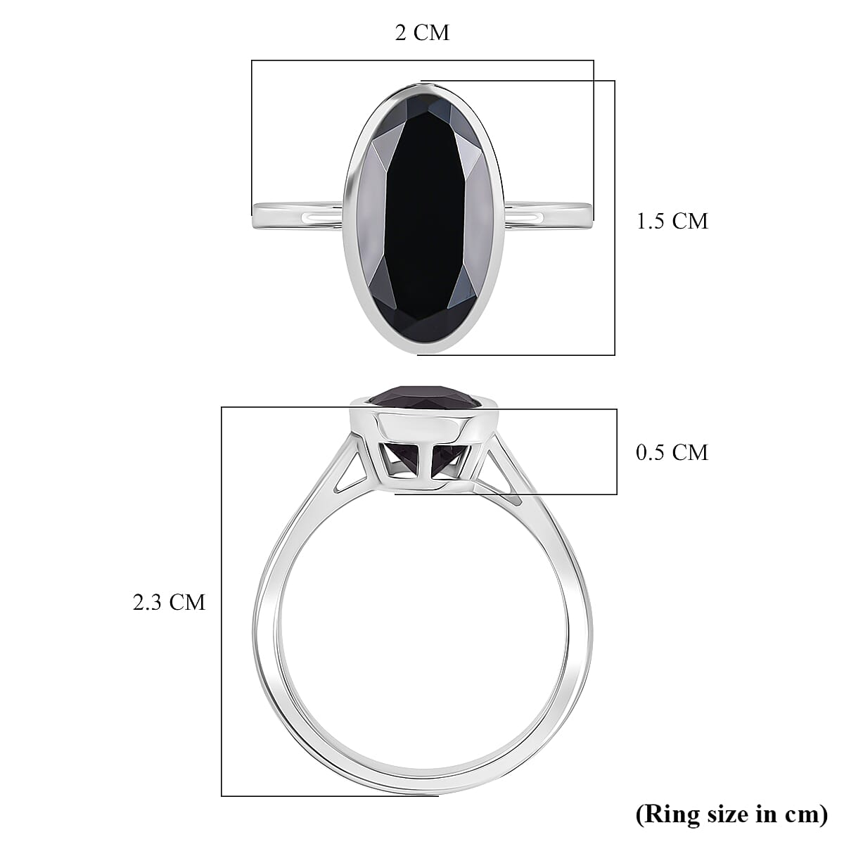4.29 Ct. Black Spinel Solitaire Ring in Platinum Overlay Sterling Silver 8109912 10
